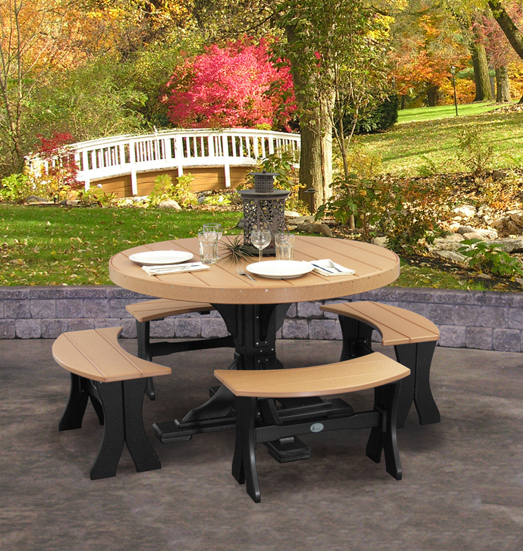 4' Round Table with 28" Table Bench