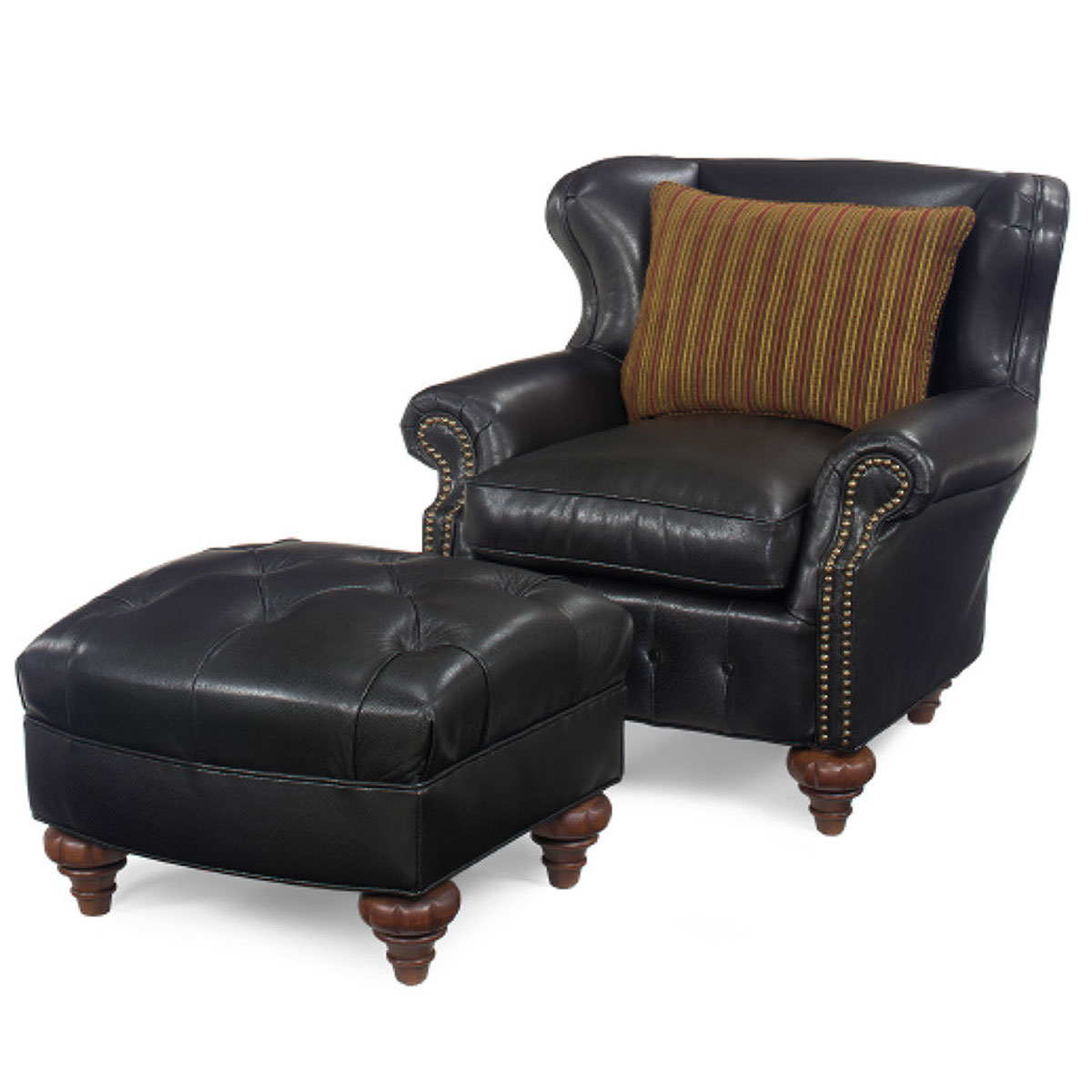 1201 Vanderburg Chair and 1200 Vanderburg Ottoman by McKinley Leather