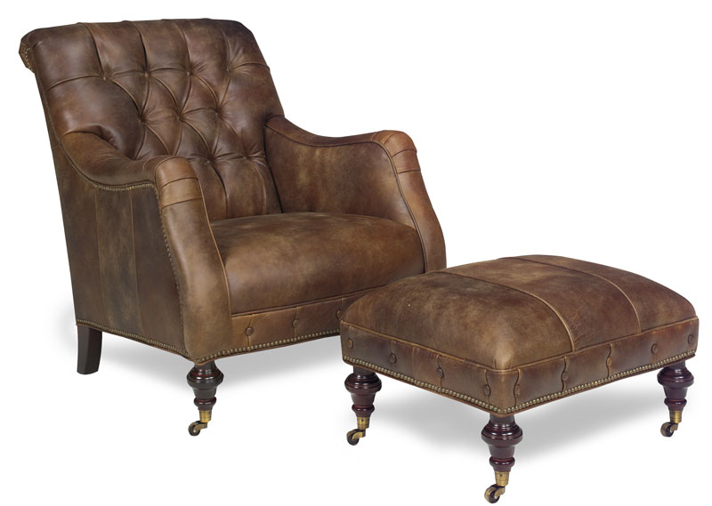 3411 Journeyman Chair and Ottoman by McKinley Leather