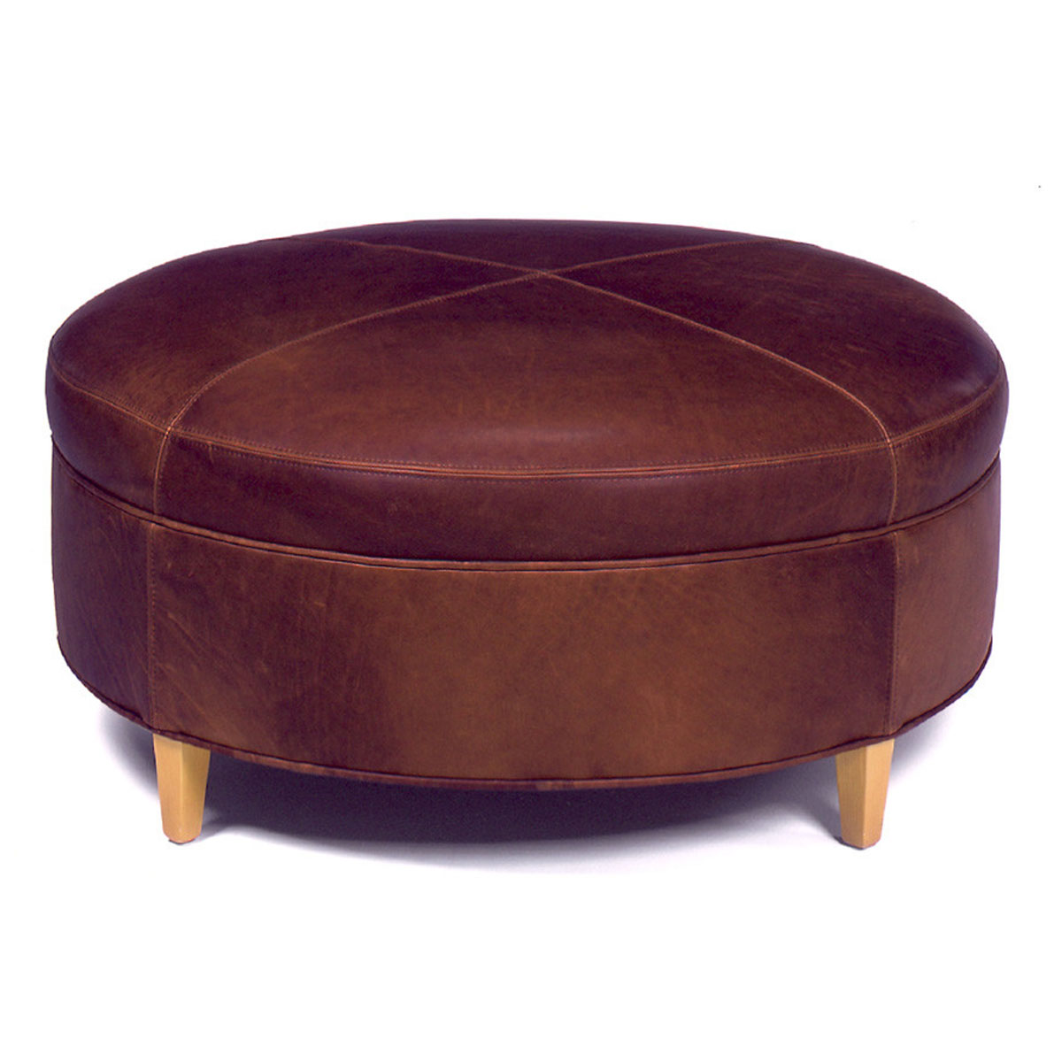 32-40 McKenzie 40 inch Round Ottoman by McKinley Leather