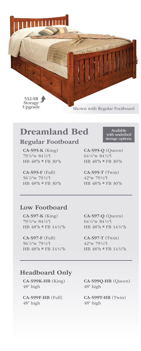 Dreamland Bed Options and Dimensions