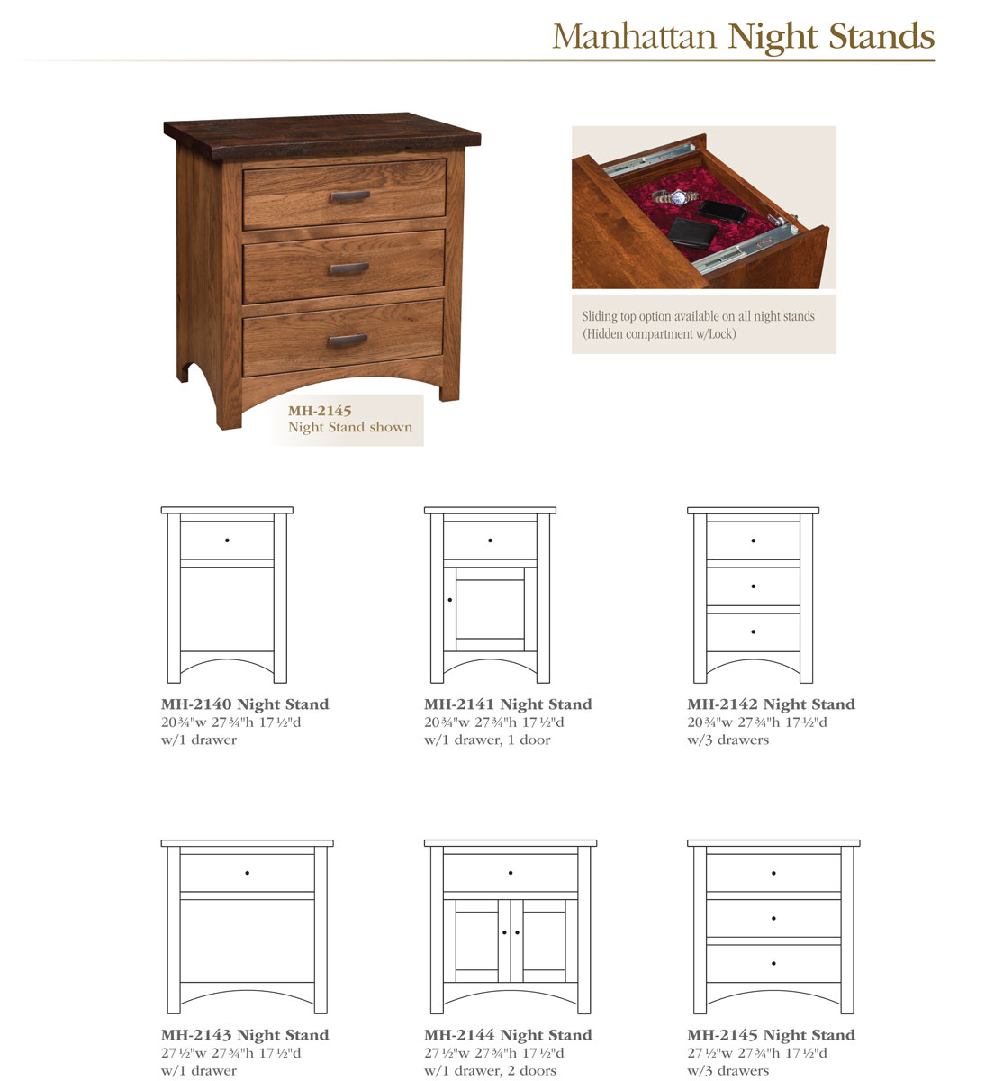 Manhattan 28 Inch Wide 1 Drawer 2 Doors Night Stand Ohio