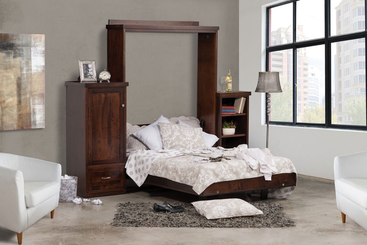 Comfort Wood Wall Bed-Full Size Vertical with Optional Side Units
