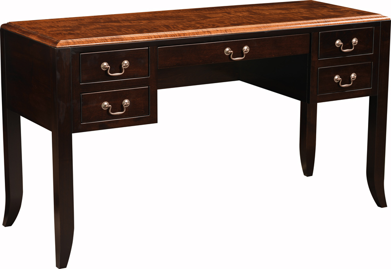 Millington Writing Desk with a Tiger Maple Top and Brown Maple Base