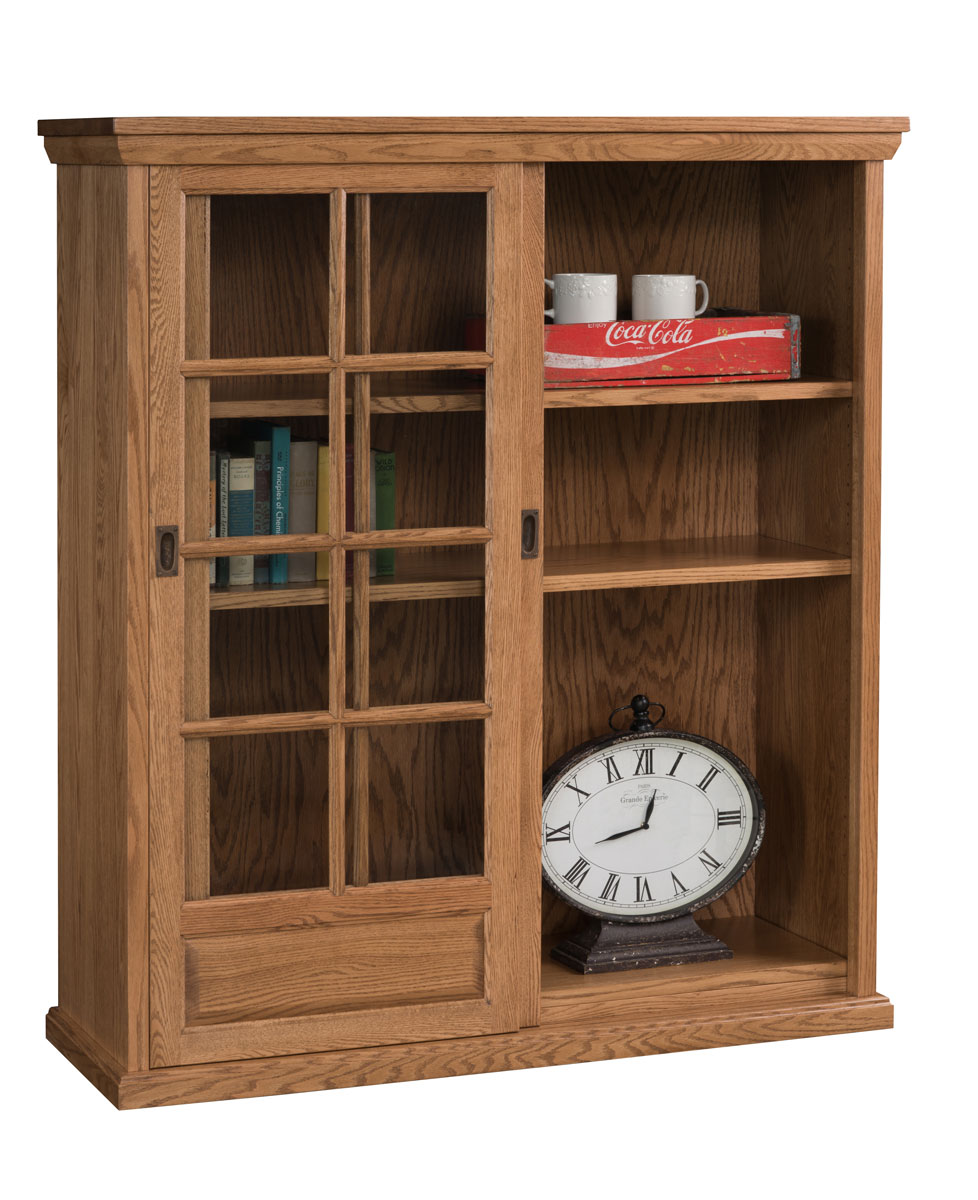 Cheswyke Sliding Door Cabinet Display Case (WYC-58) shown in Red Oak with OCS-104 Seely finish