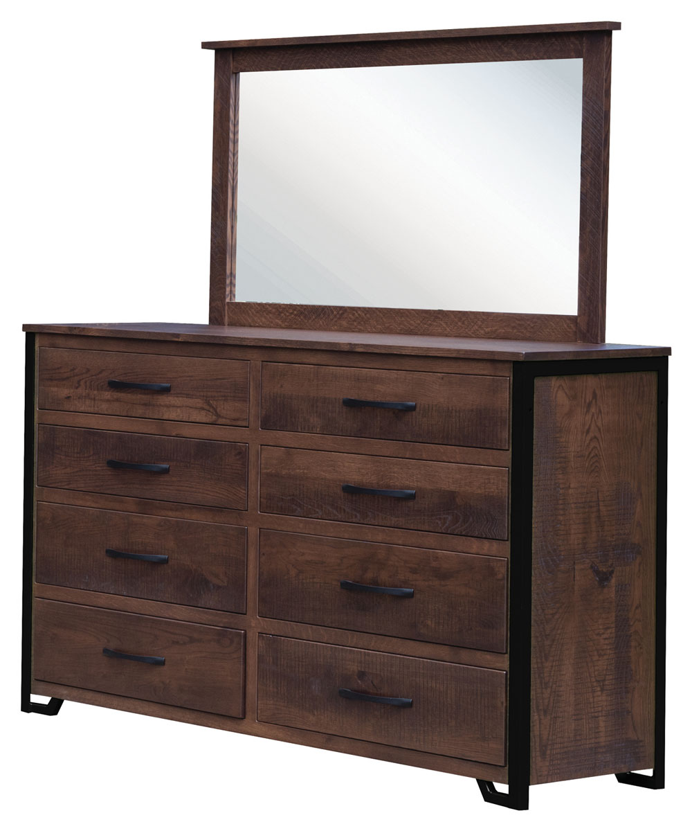 Iron Wood 8 Drawer Dresser with Mirror