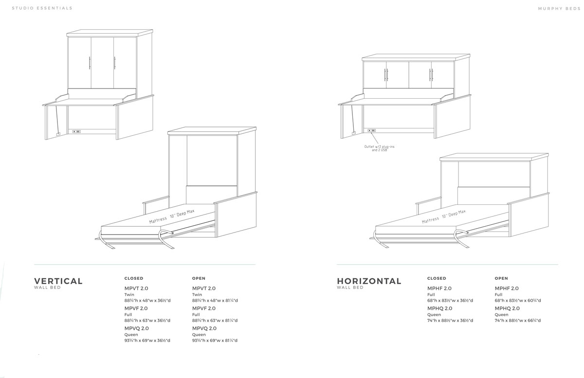Market Place Wall Bed Dimensions