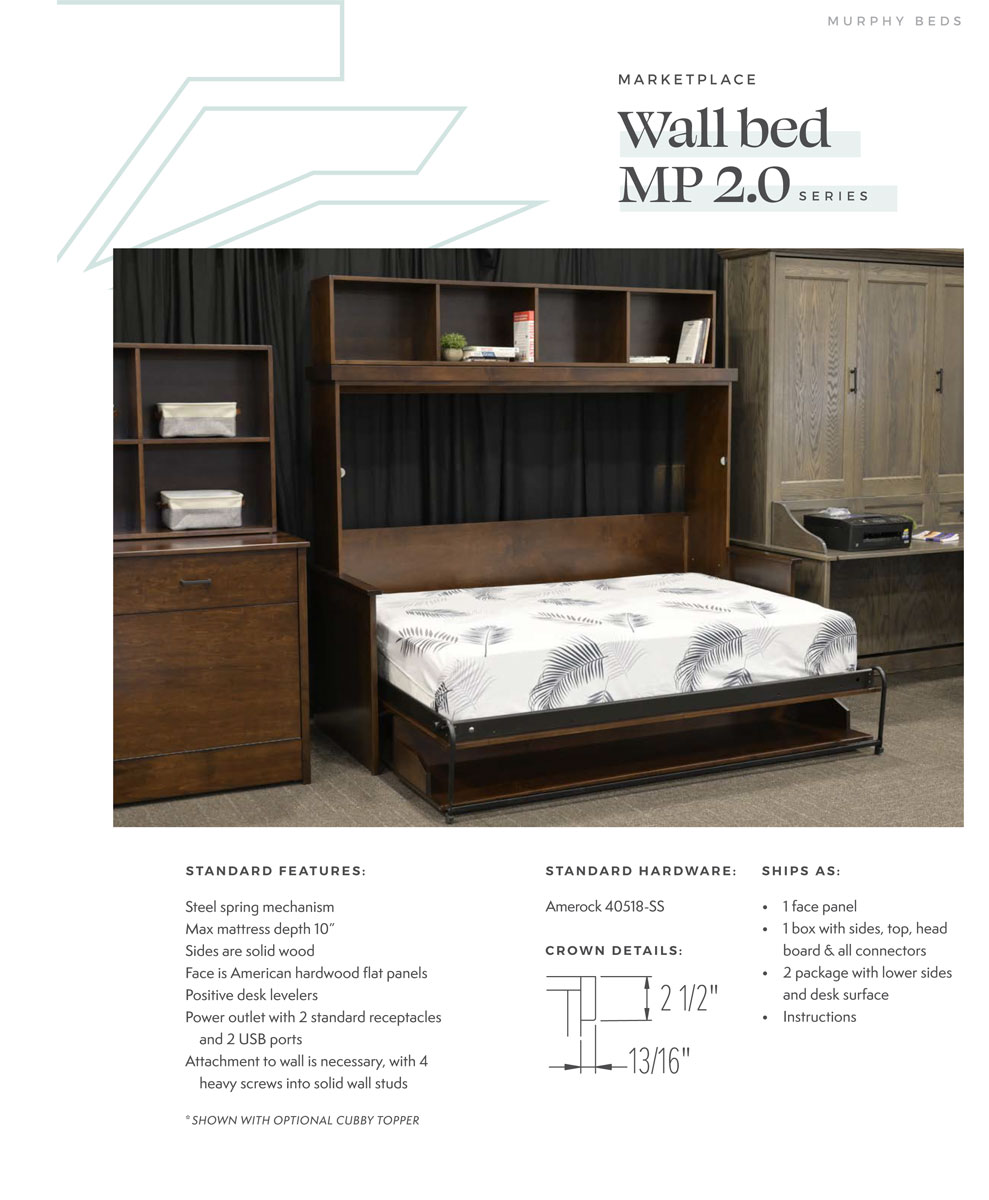 Market place wall Bed standard features