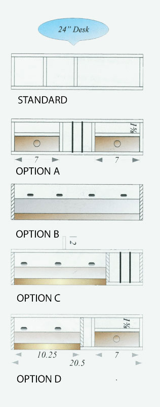 24" Wide Desk Compartment Dimensions