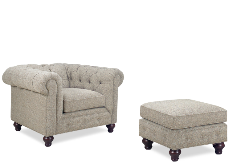 Chesterfield Chair & Ottoman by Temple Furniture
