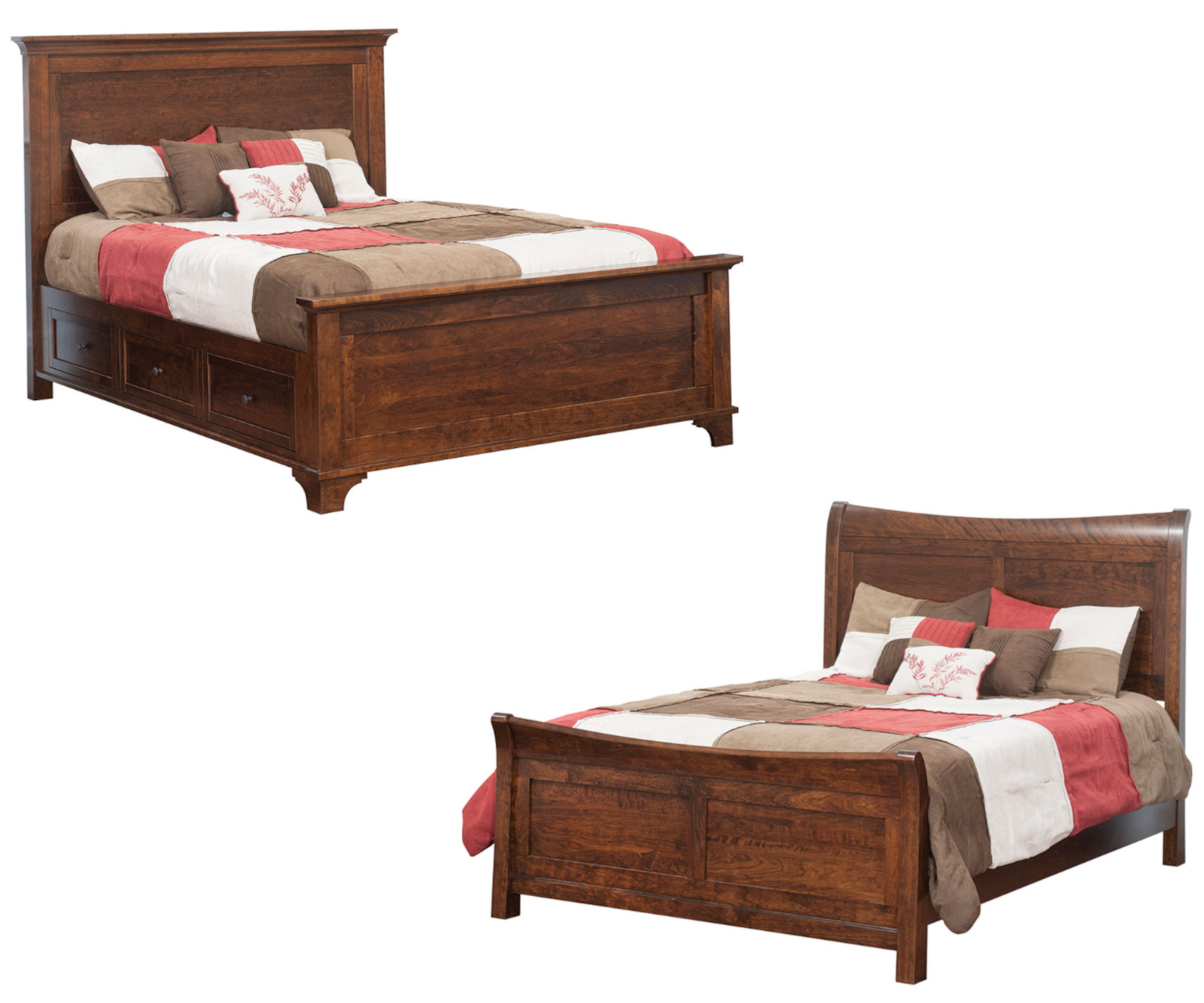 Redington Panel Beds shown in Rustic Cherry with OCS-117 Asbury stain