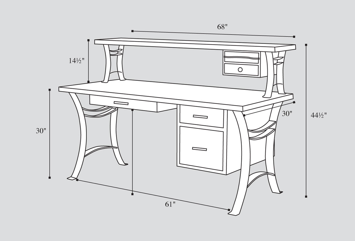 68 inch Euro Writing Desk Dimensions