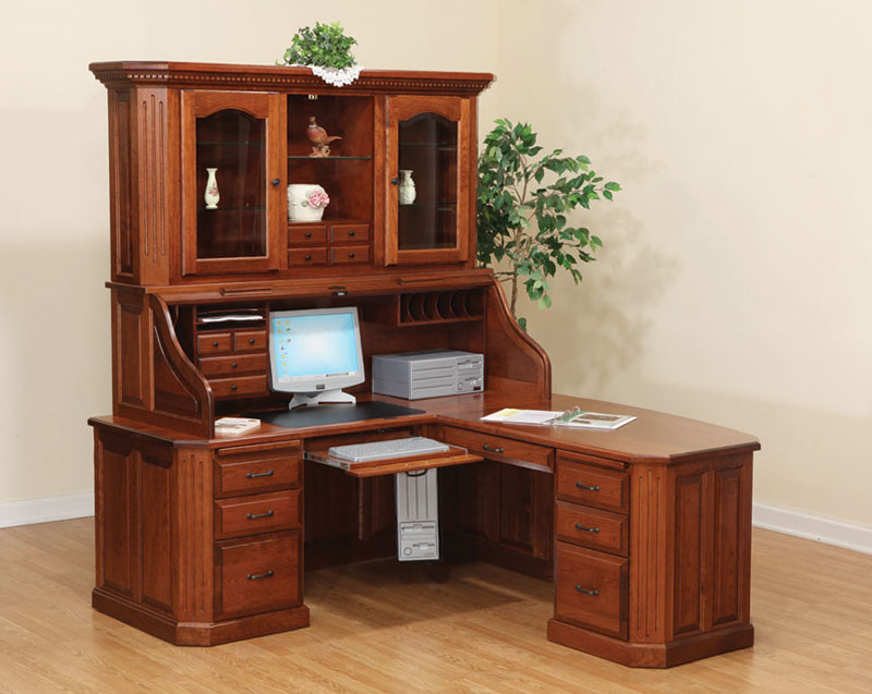 Fifth Avenue Executive Corner Roll Top Desk with Hutch