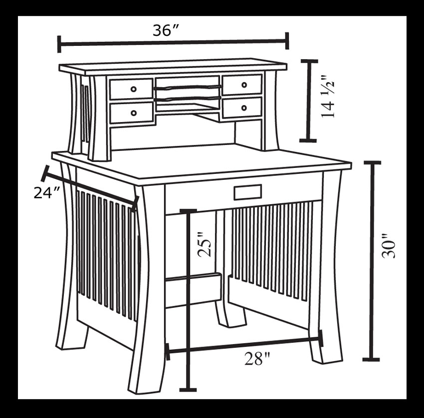 Liberty 36" Deluxe Writing Desk Dimensions