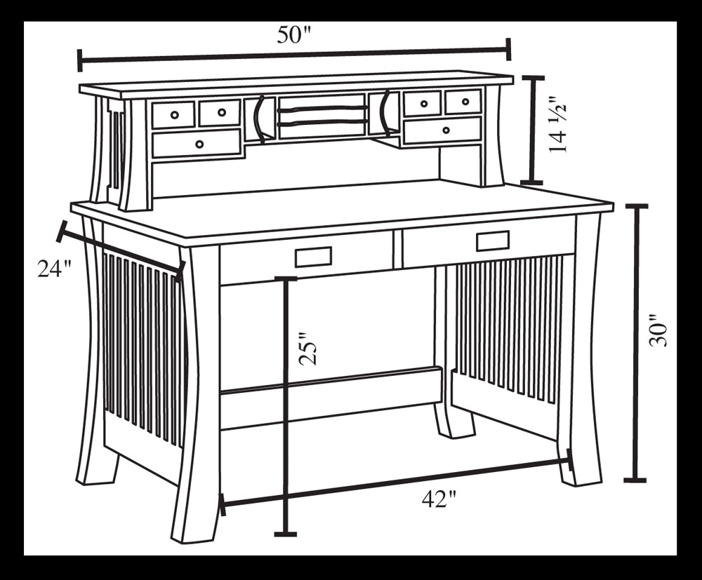 Liberty 50" Deluxe Writing Desk Dimensions