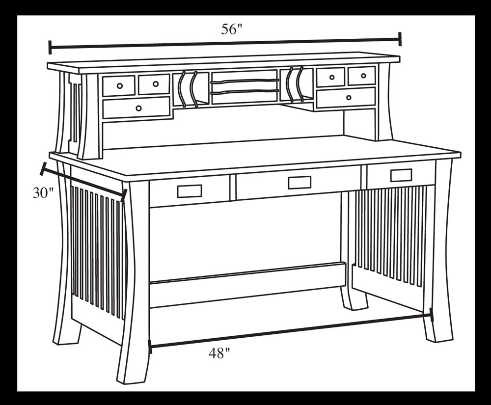 Liberty 56" Deluxe Writing Desk Dimensions