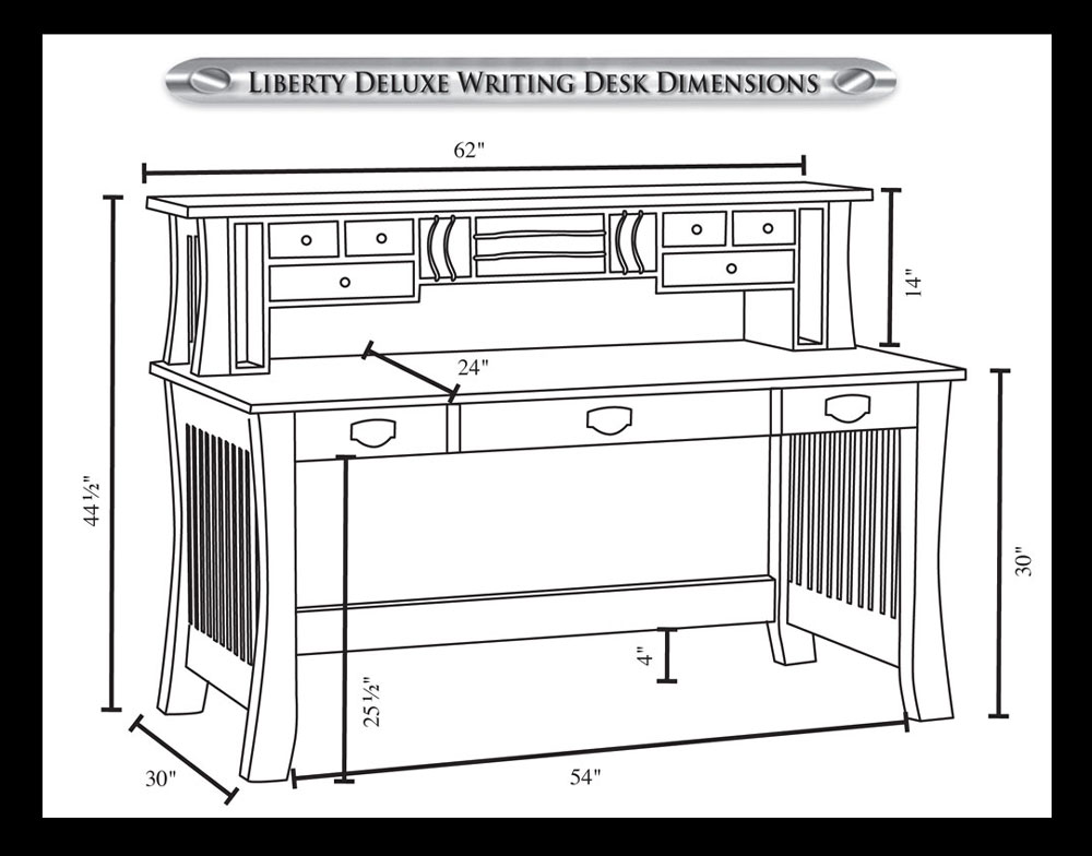 Liberty 62" Deluxe Writing Desk Dimensions