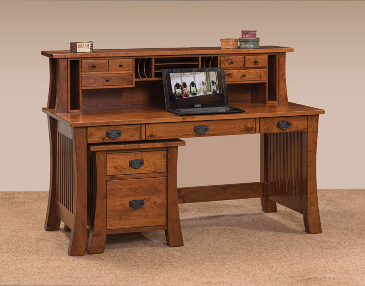 Liberty 62" Deluxe Writing Desk with D-550A Pulls and K-6641A Knobs.  Shown with File Cabinet.  Items Sold Separately.