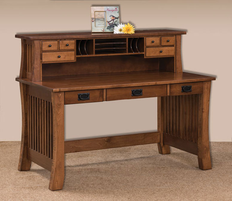 Liberty 56" Deluxe Writing Desk in Brown Maple with an OCS-117 Asbury Stain. 
