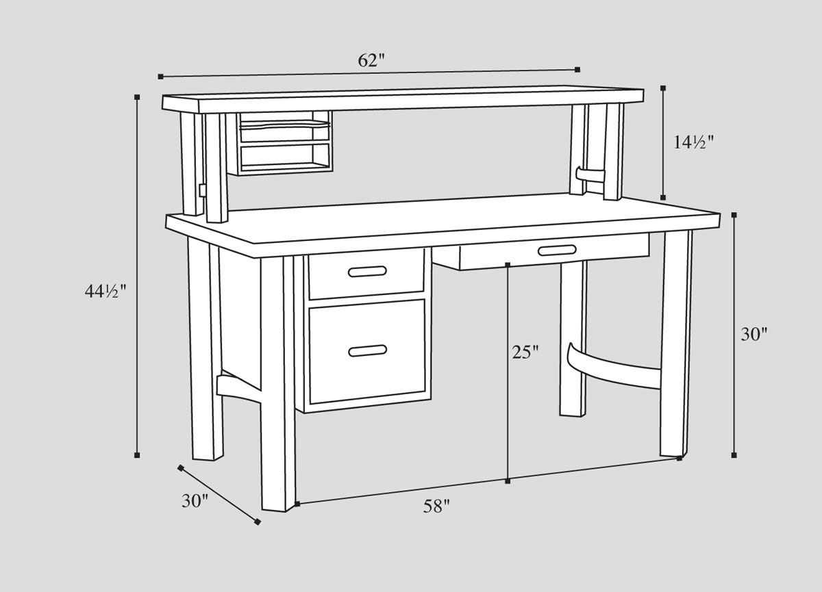 62 inch Deluxe Millennium Writing Desk Dimensions
