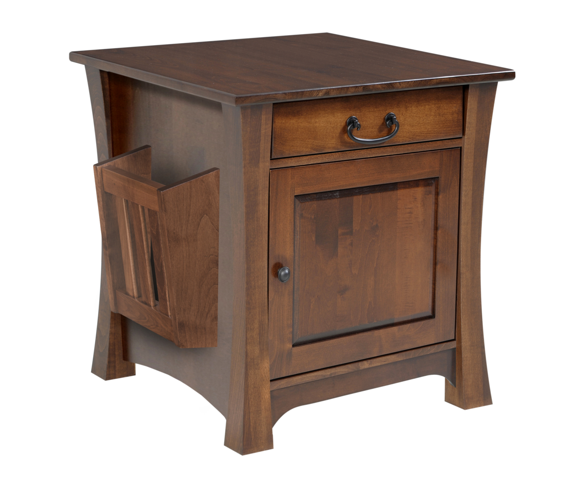 Woodbury Enclosed End Table with Optional Magazine Rack