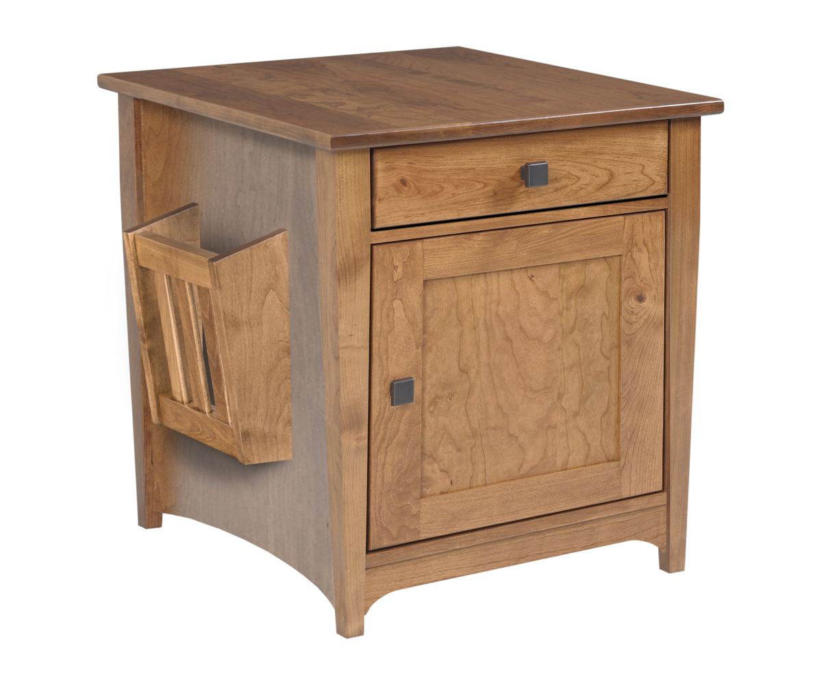 Woodland Shaker Enclosed End Table with Optional Magazine Rack