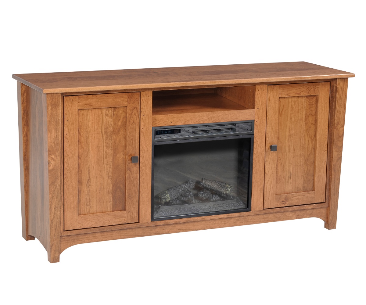Woodland Shaker TV Stand with Fireplace Insert