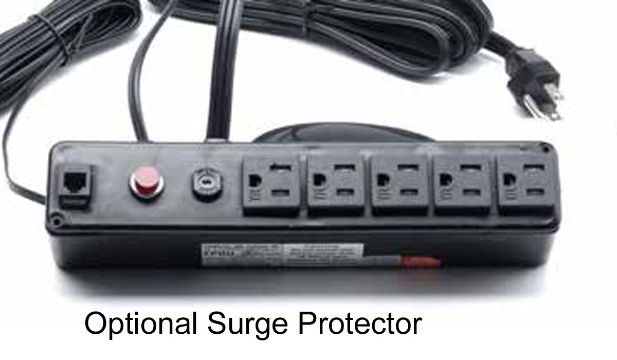 Surge Protector included on Desk