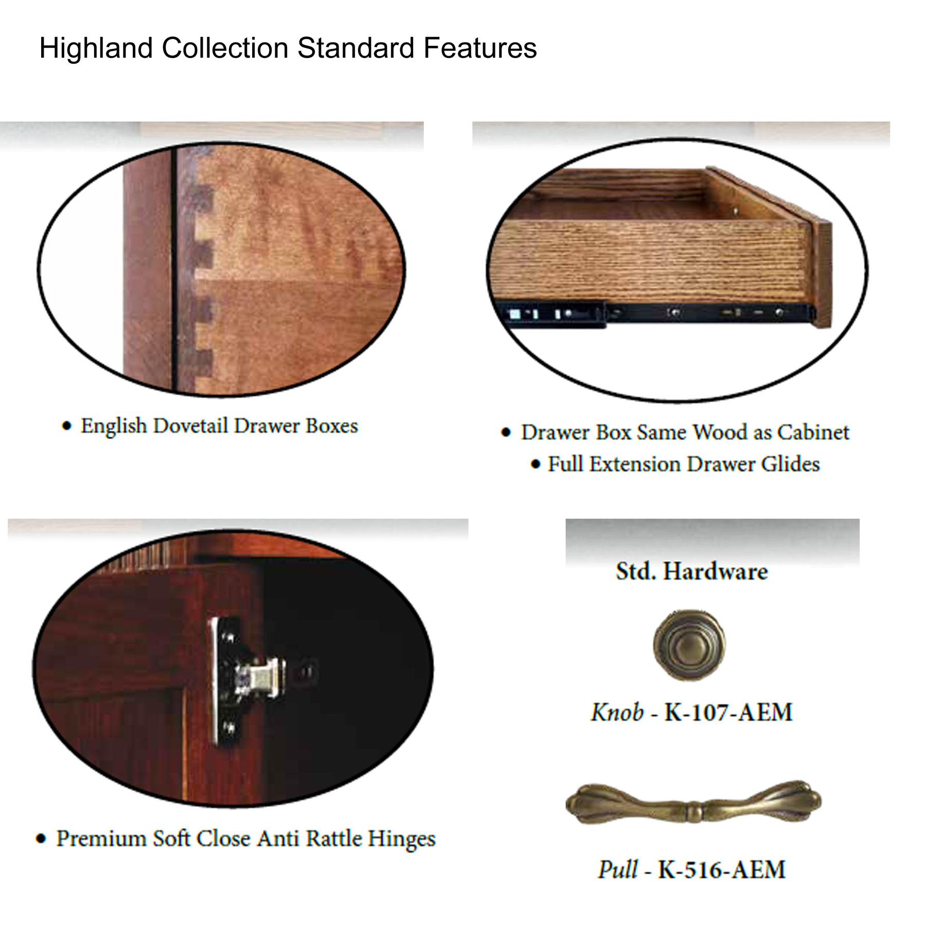 Highland Office Collection Standard Features