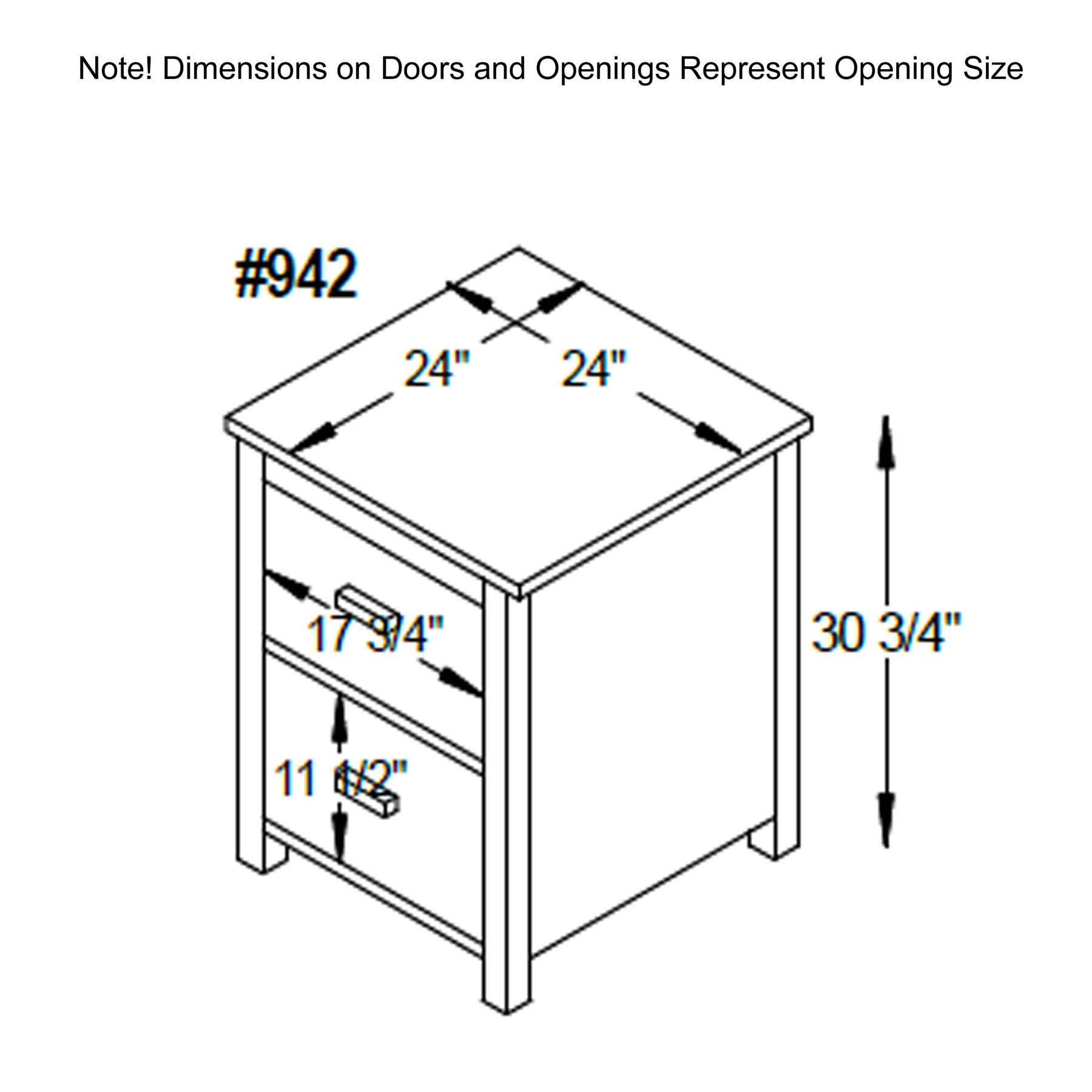 Clark Mission Modular 2-Drawer File Cabinet  Dimensions