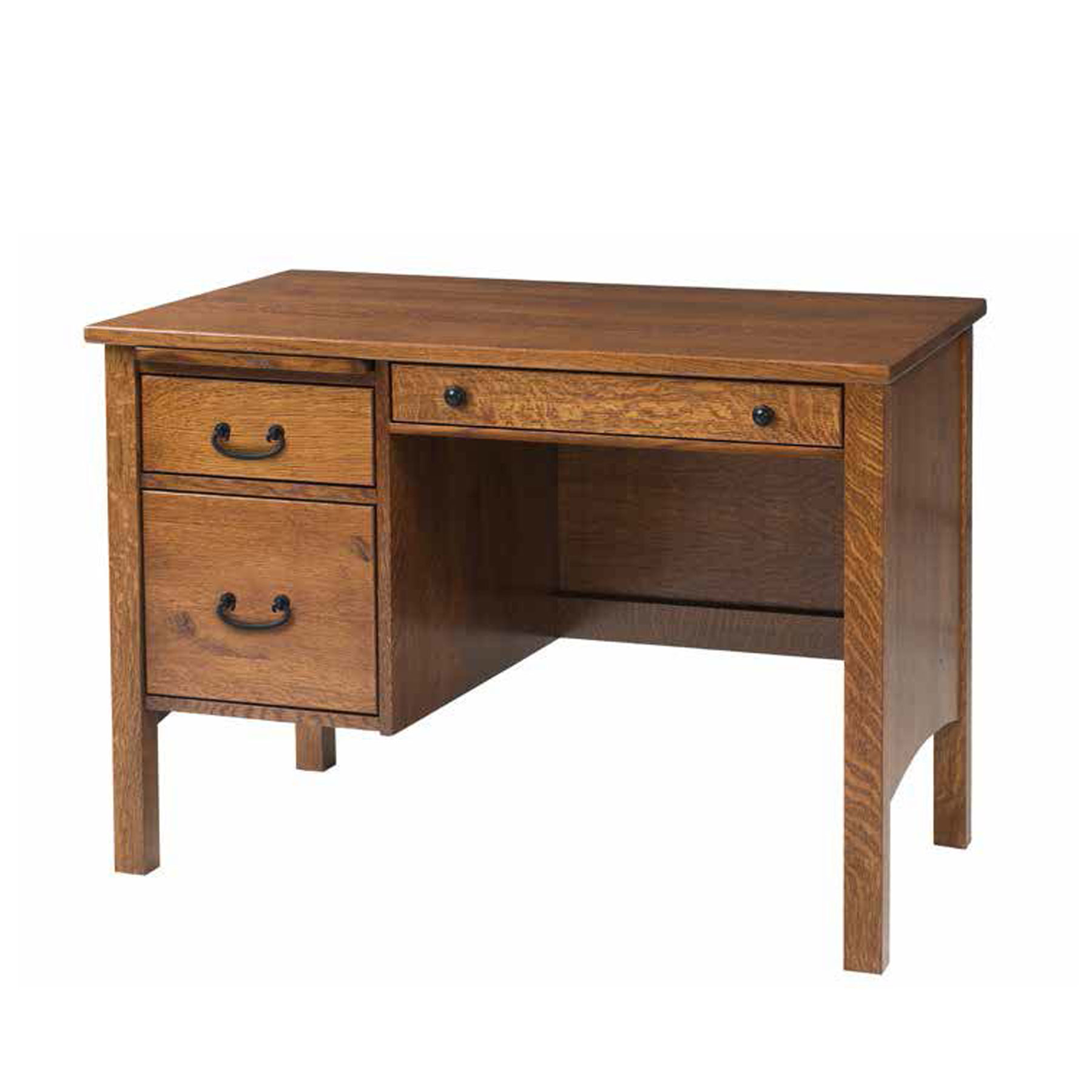 Rivertowne 48 inch Credenza Desk shown in Rustic Quartersawn White Oak with OCS-113 Stain.