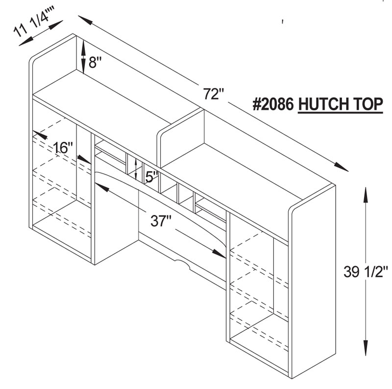2086 Long Door Hutch Dimensions