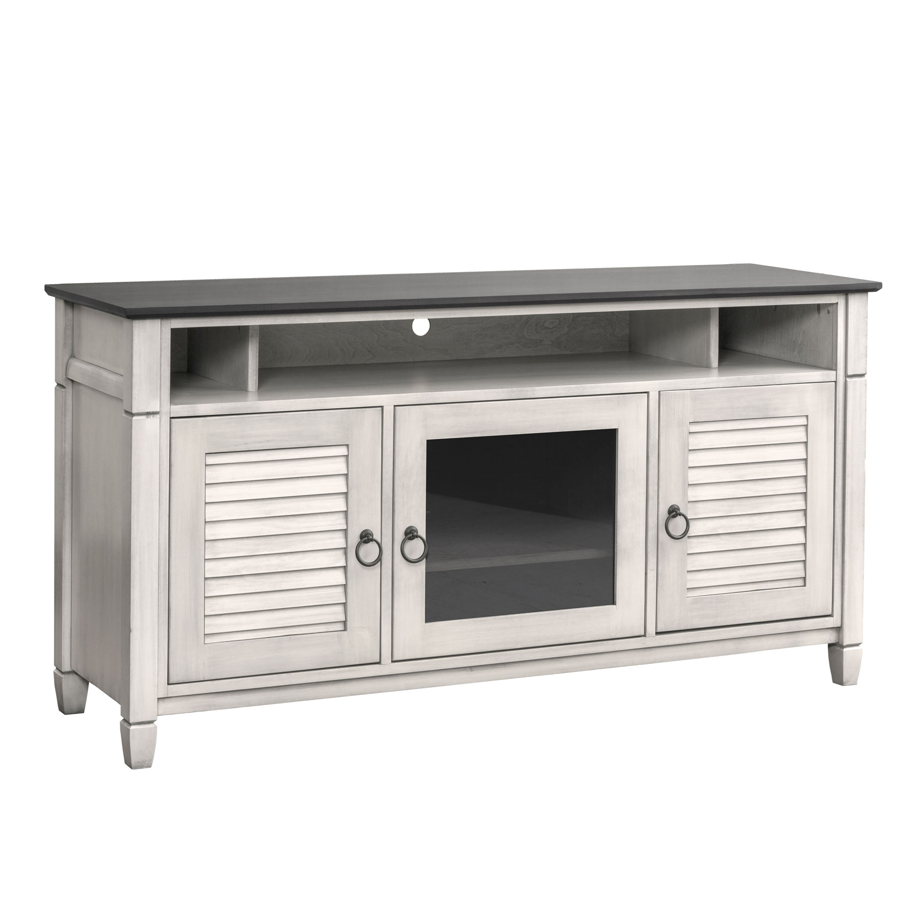 Aden Park TV Stand with 3 Doors and Open Top Cubby