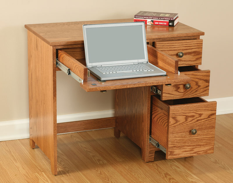 Economy 3 Drawer Laptop Computer Desk Open