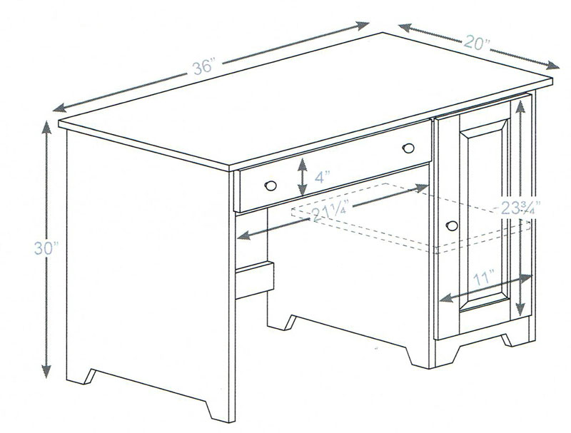 Economy 1170 Side Door Desk Dimensions