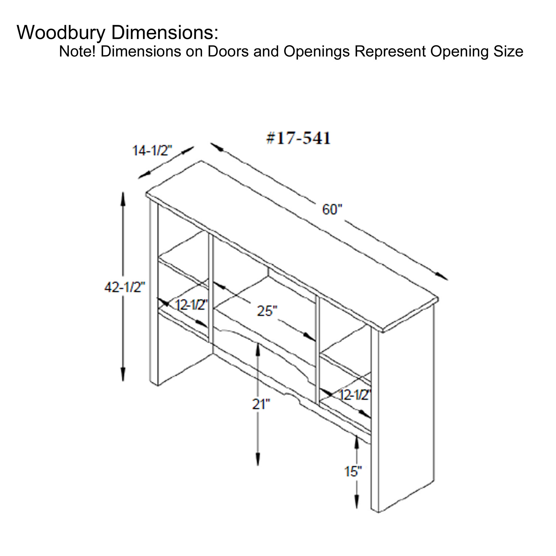 Woodbury 17-541 Hutch Dimensions