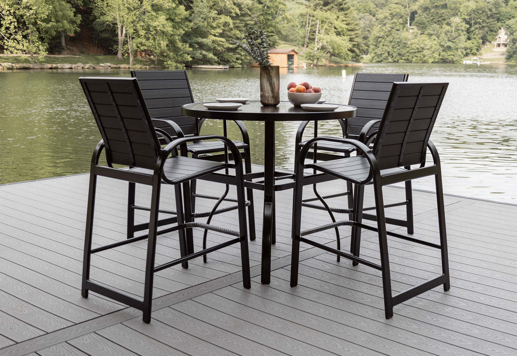Murphy 42" Round Aluminum Table with Murphy Aluminum Poly Bar Chairs