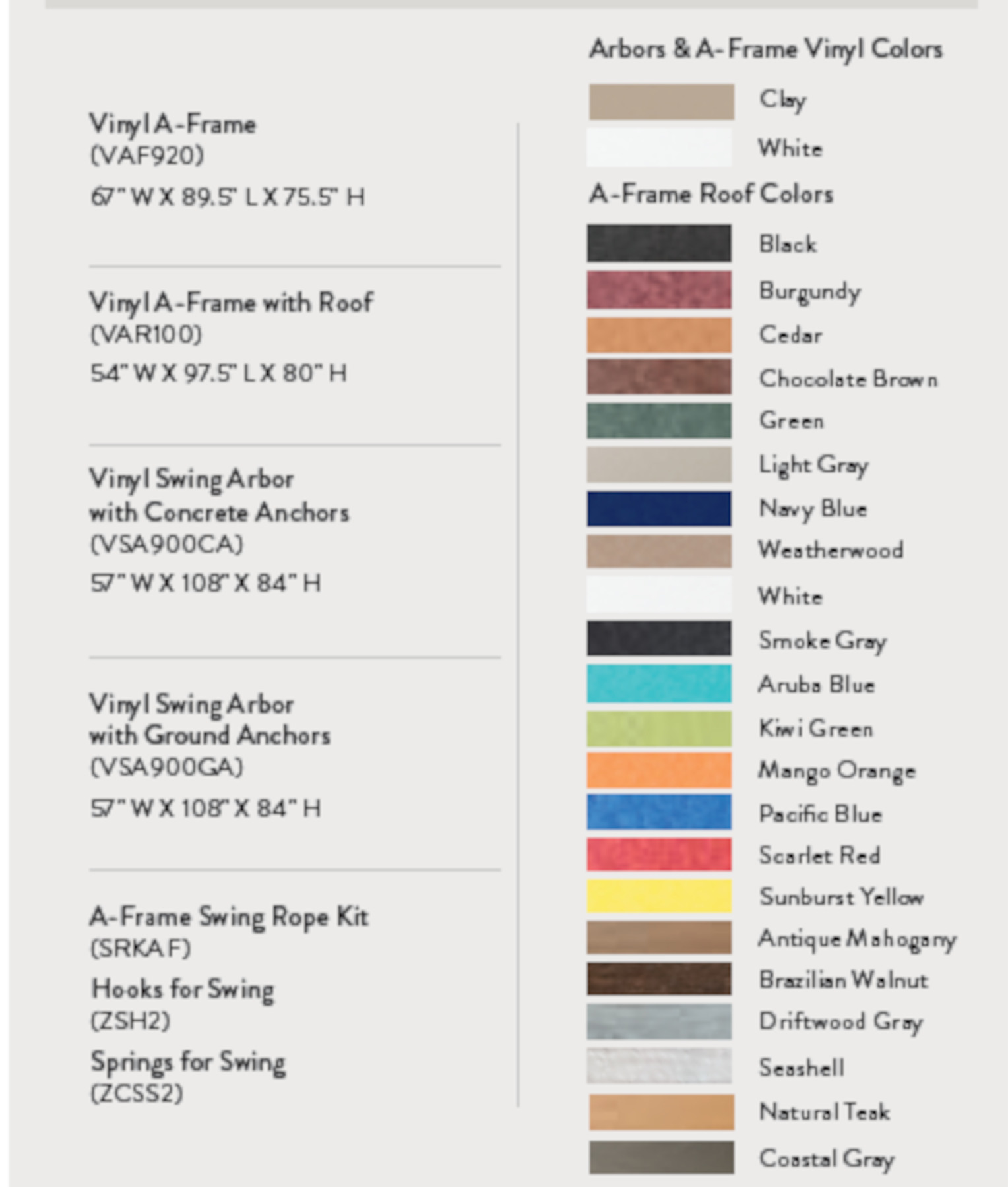 A-Frame and Roof Colors