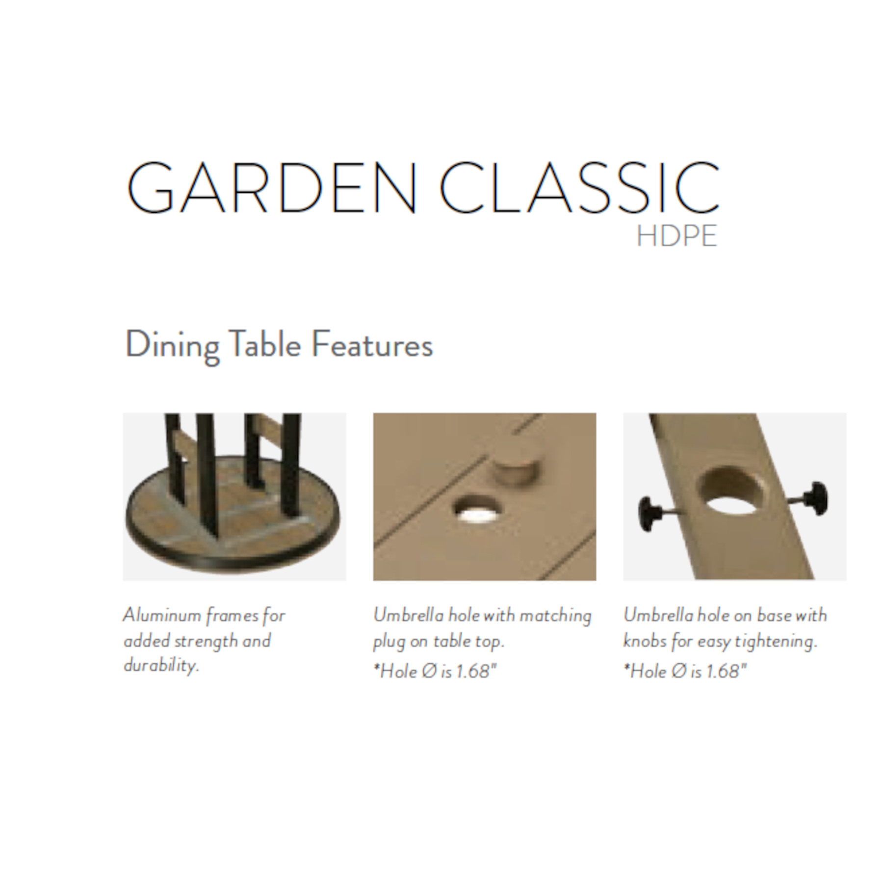 Garden Classic Table Features