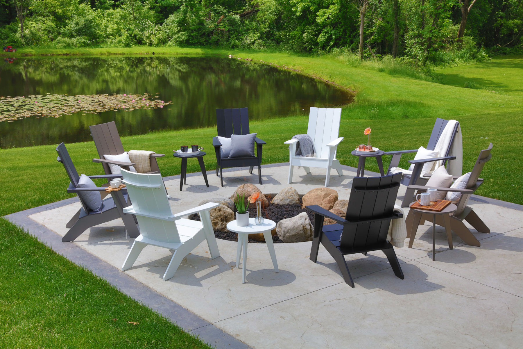 Nordic Adirondack Chairs and Nordic Round End Table