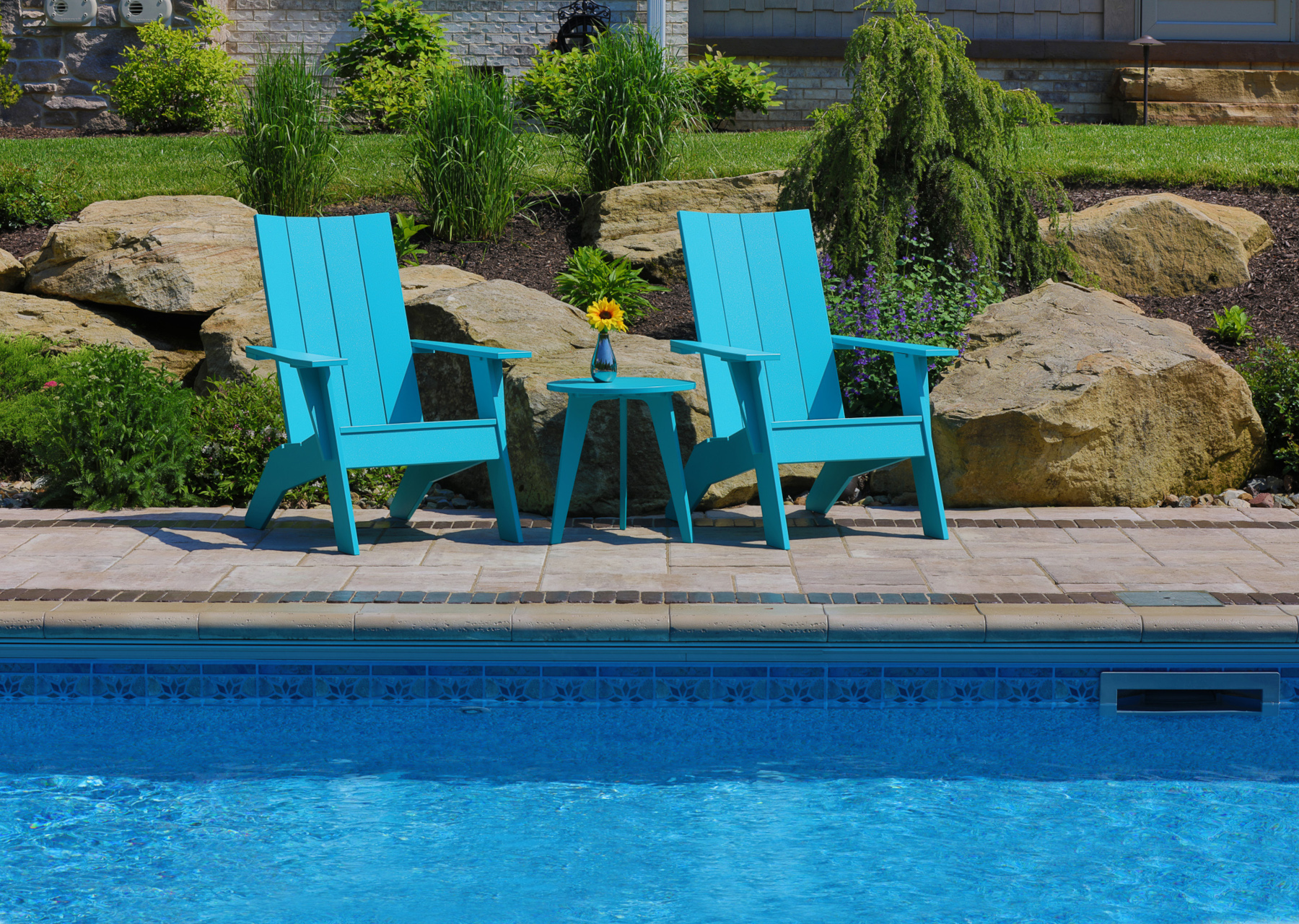 Nordic Adirondack Chair and Nordic Round End Table