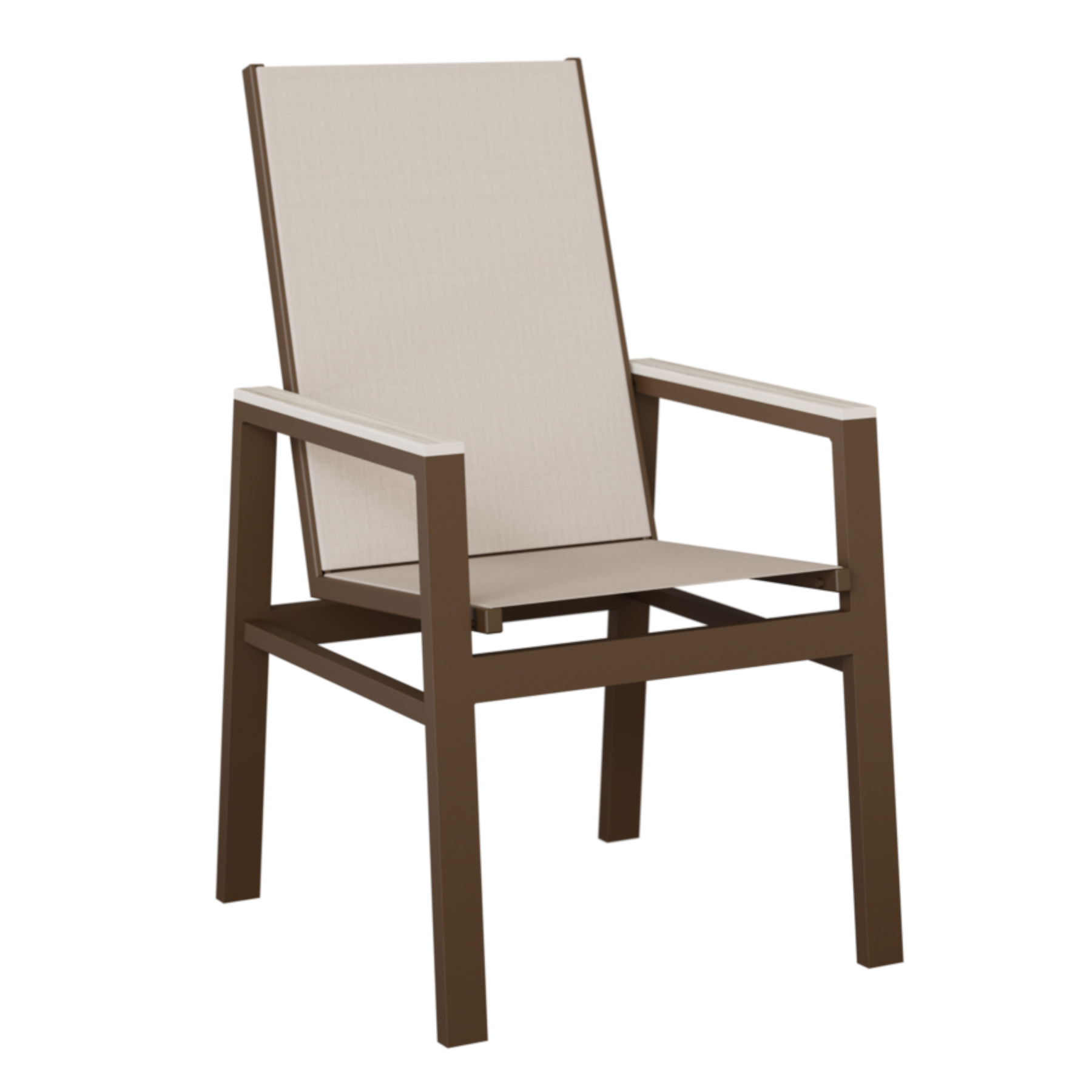 Vida Aluminum Sling High Back Dining Chair with Optional Poly Arm Caps
