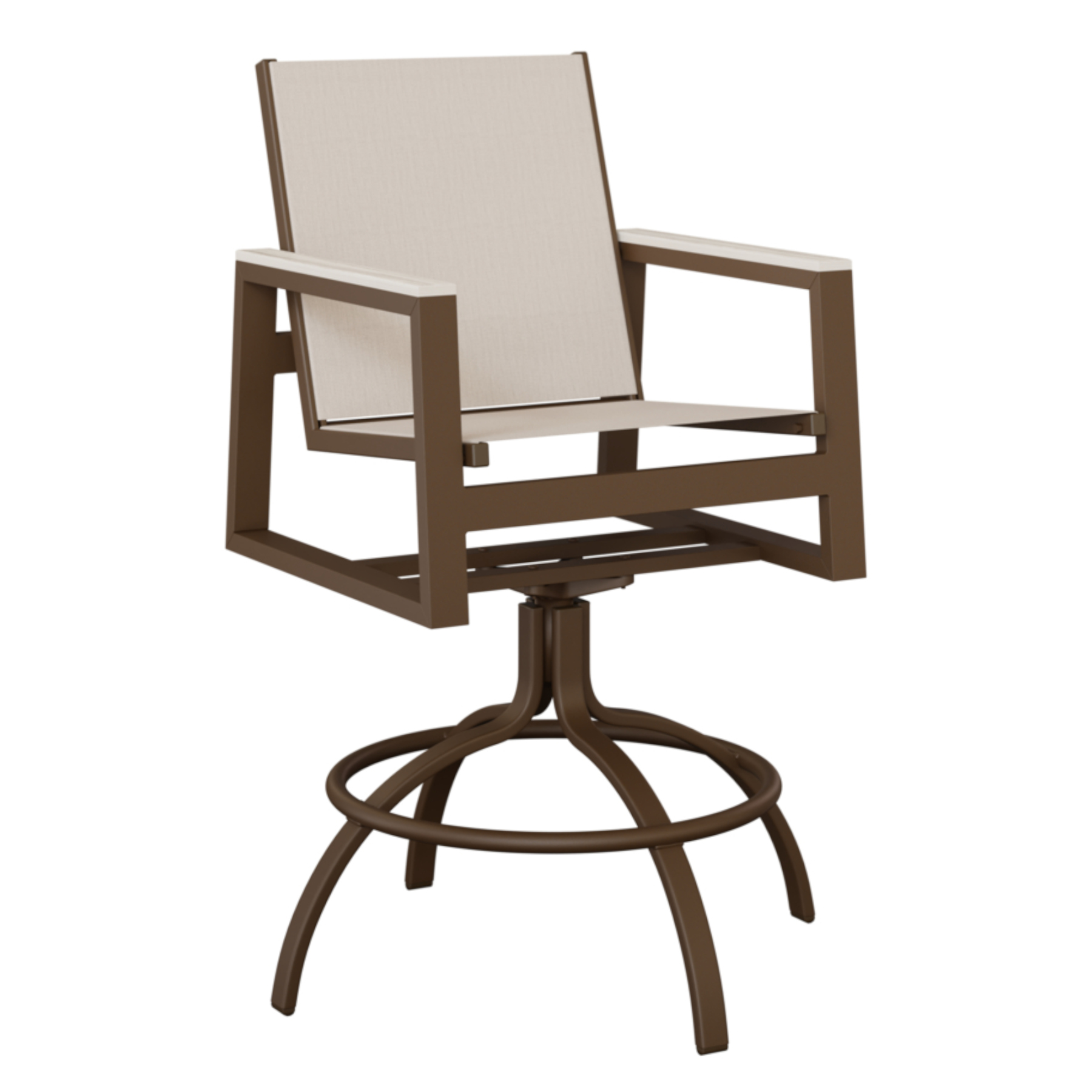 Vida Aluminum Sling Swivel Bar Chair with Optional Poly Arm Caps