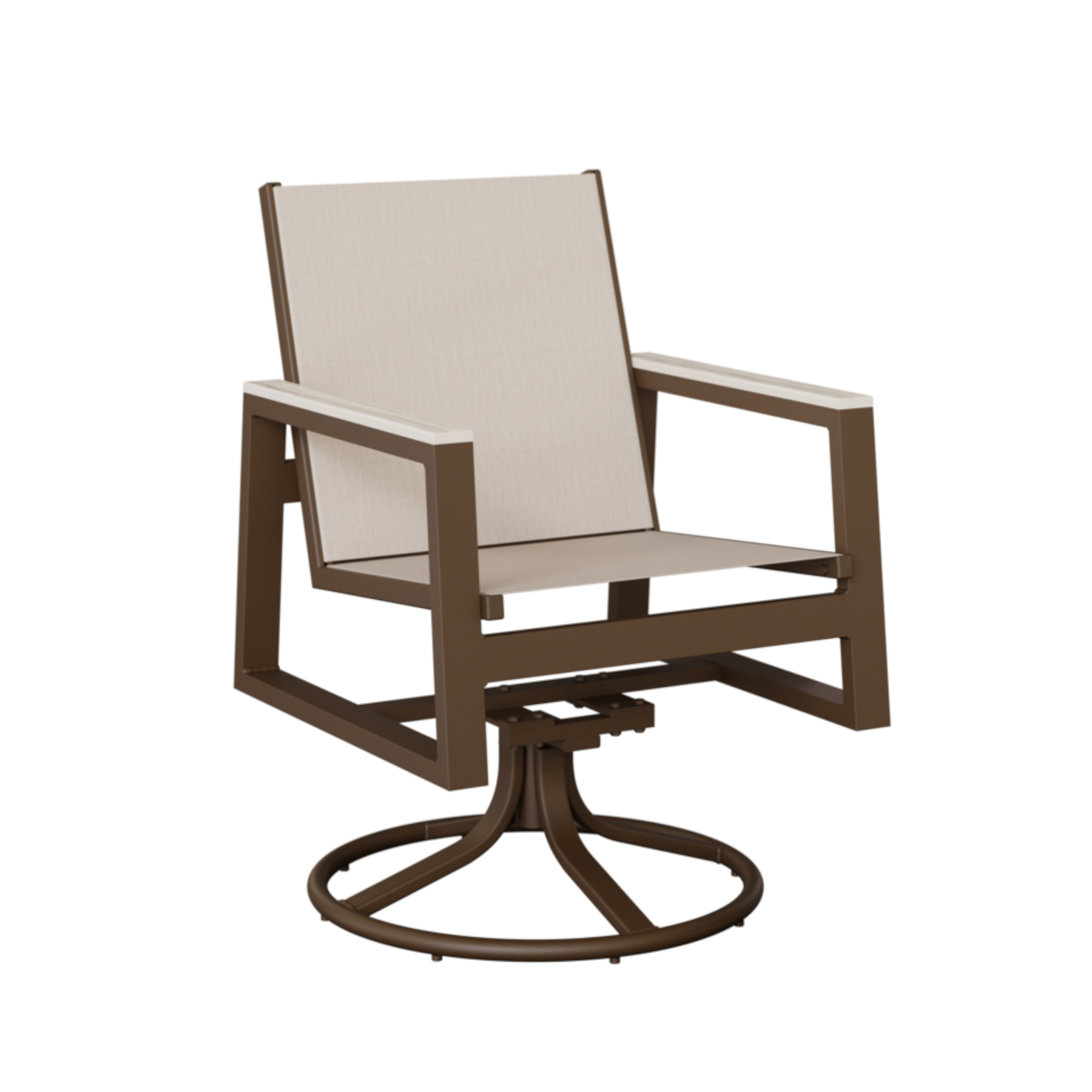 Vida Aluminum Sling Swivel Rocker Dining Chair with Optional Poly Arm Caps