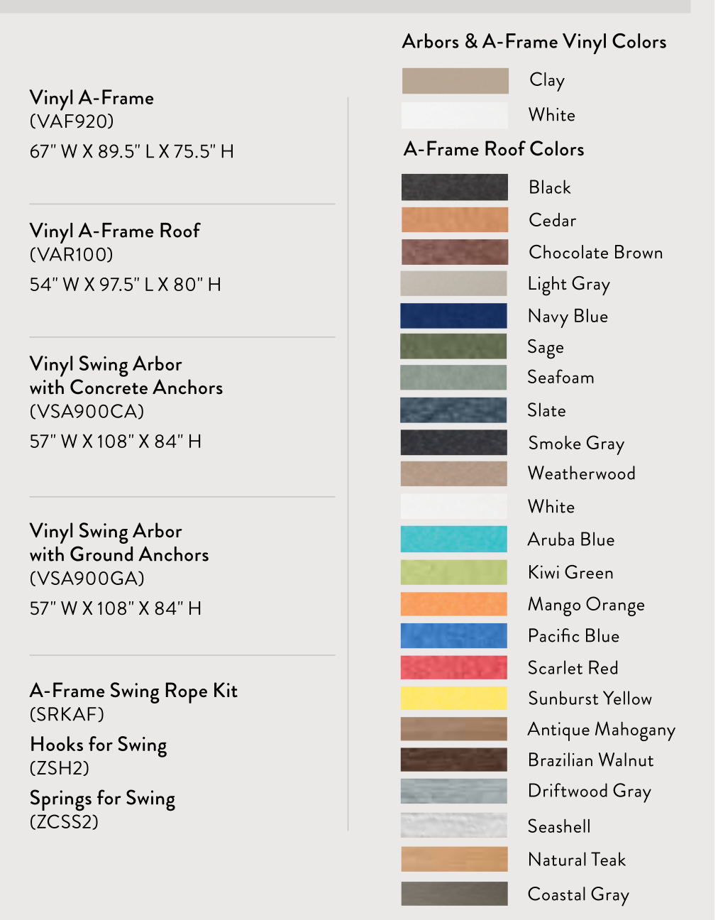 2026 Arbors & A Frame Vinyl Color Options