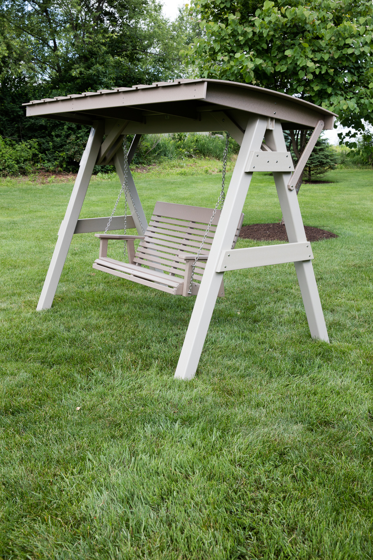 Clay Vinyl A-Frame & Roof with weatherwood Swing by Berlin Gardens