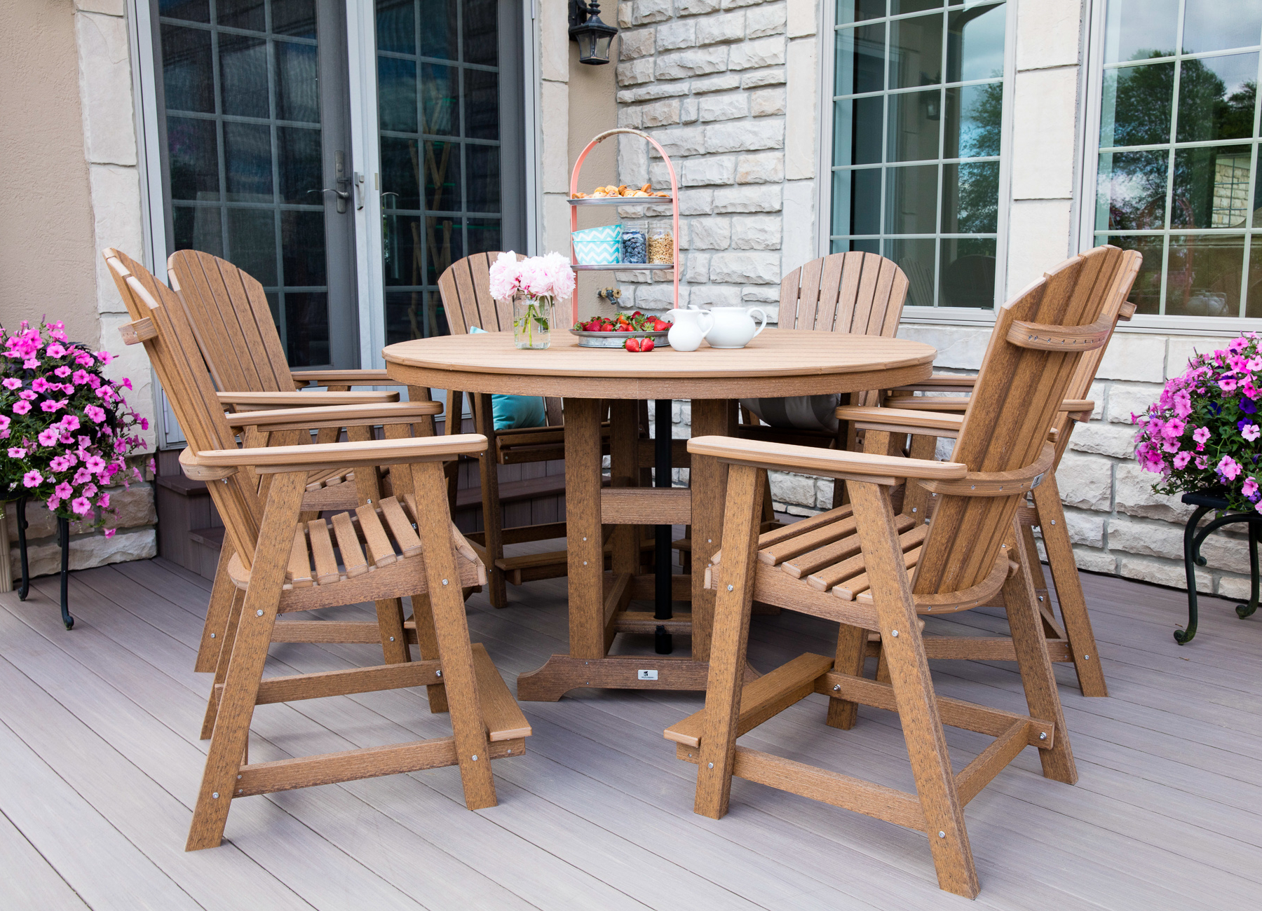 Garden Classic 60" Round Counter Table with Comfo-Back Chairs by Berlin Gardens