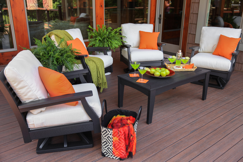 Classic Terrace Swivel Rocker Set in Black