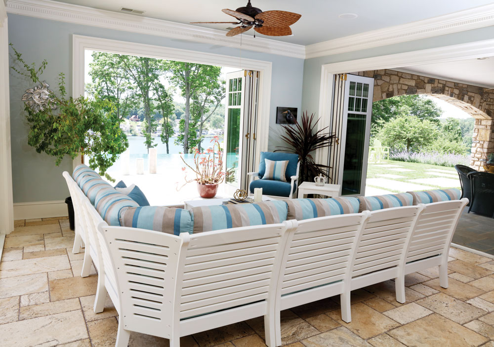 Classic Terrace Sectional in White with Cushions