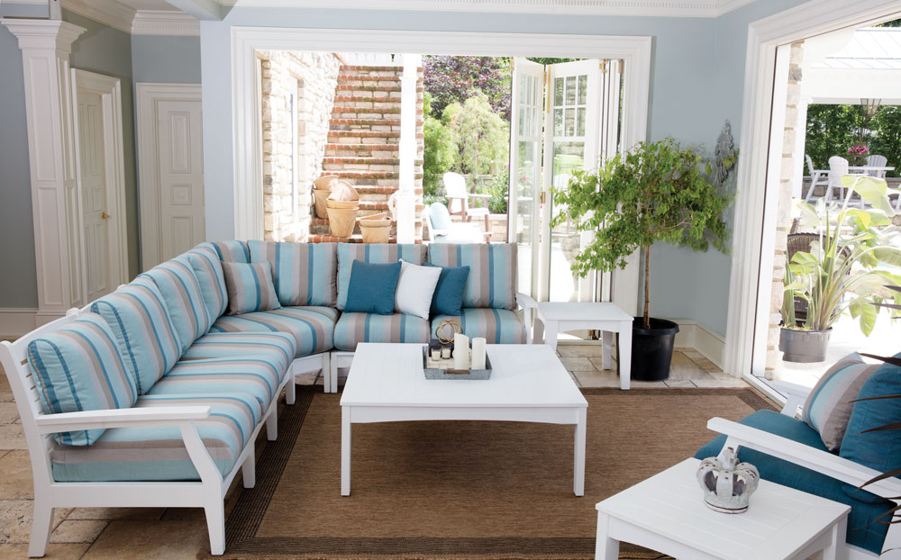 Classic Terrace Sectional in White with Cushions